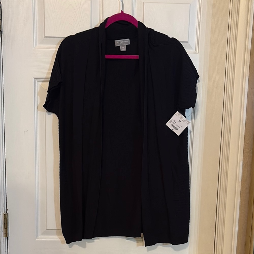 NWT Liz Claiborne Studio Black OR Navy Blue soft Knit open Cardigan sz M
